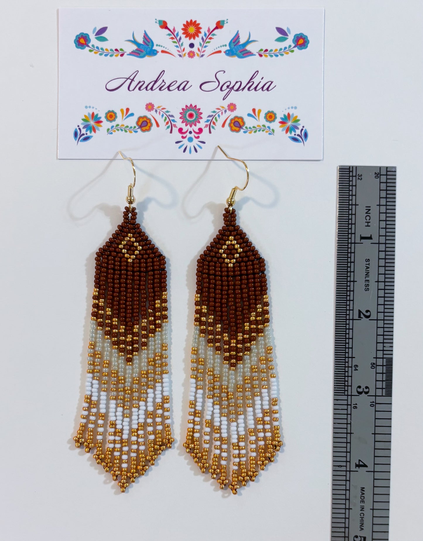 Earth Tones Diamond Gradient Beaded Earrings