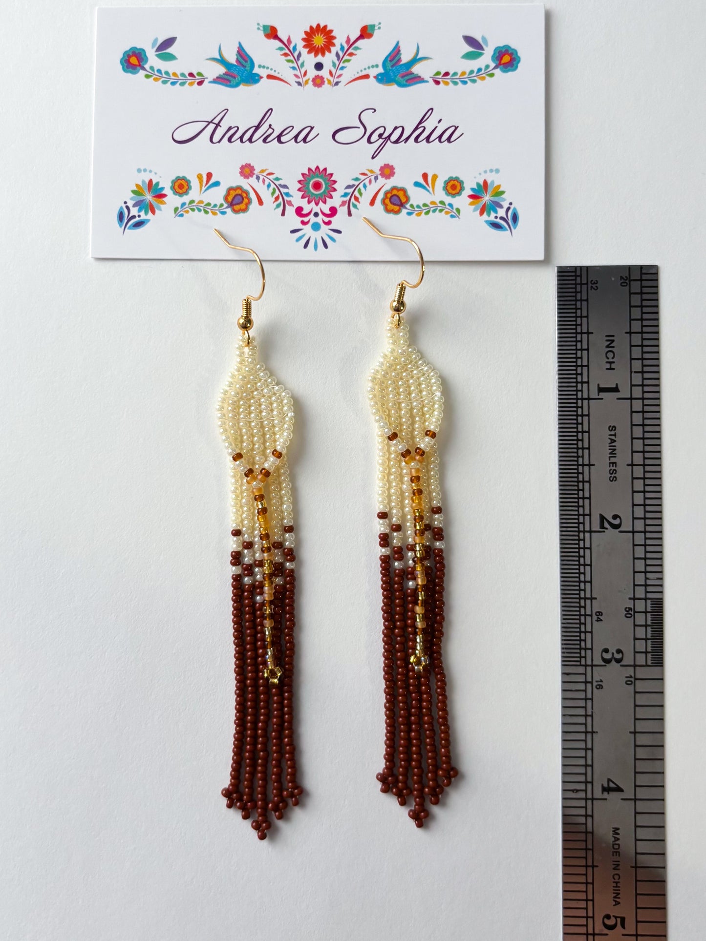 Earth Tones Layered Fringe Beaded Earrings