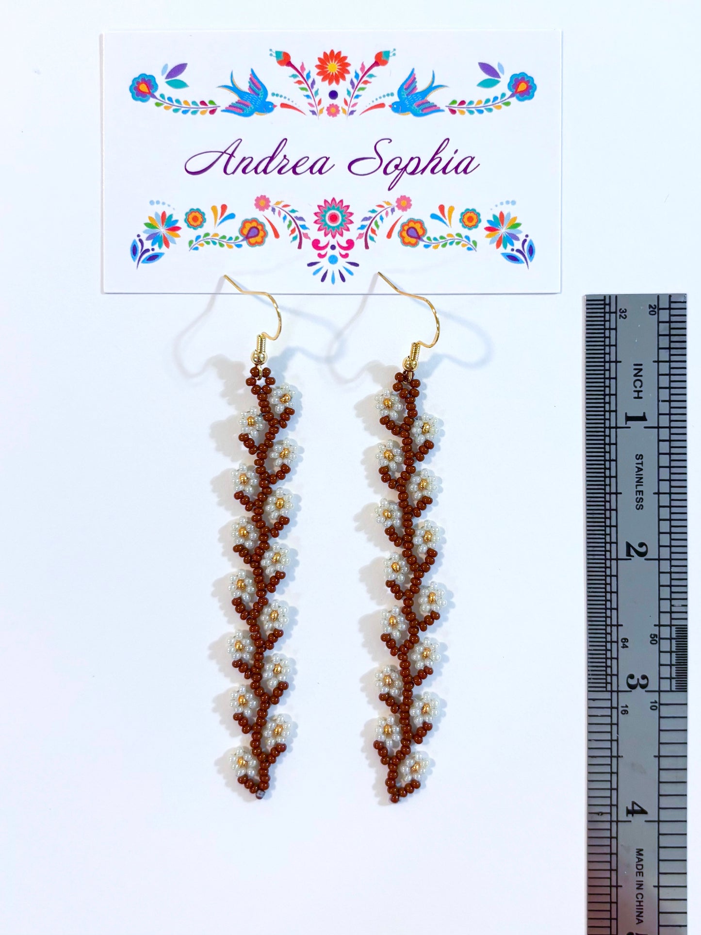 Earth Tones Daisy Chain Beaded Earrings