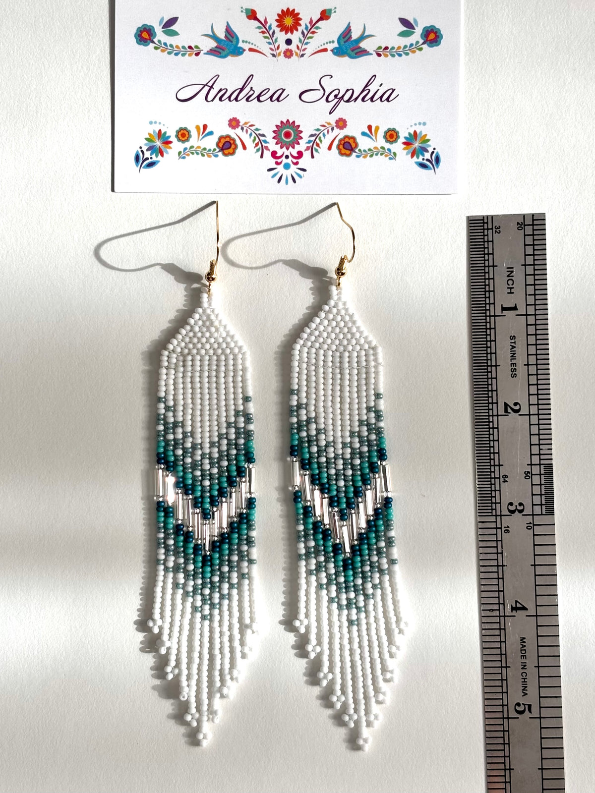 Turquoise and Silver Beaded Earrings