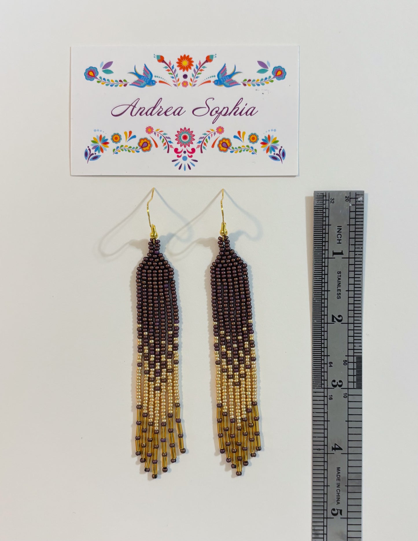 Earth Tones Brown and Gold Beaded Earrings