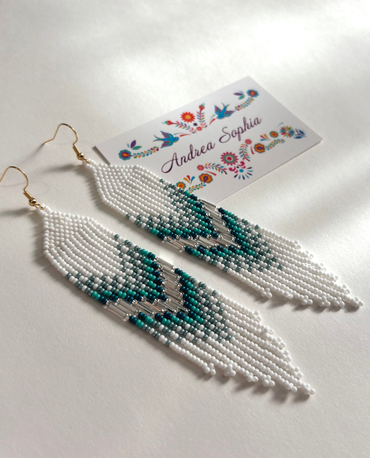 Turquoise and Silver Beaded Earrings