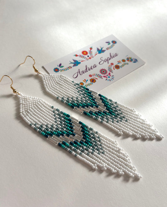 Turquoise and Silver Beaded Earrings