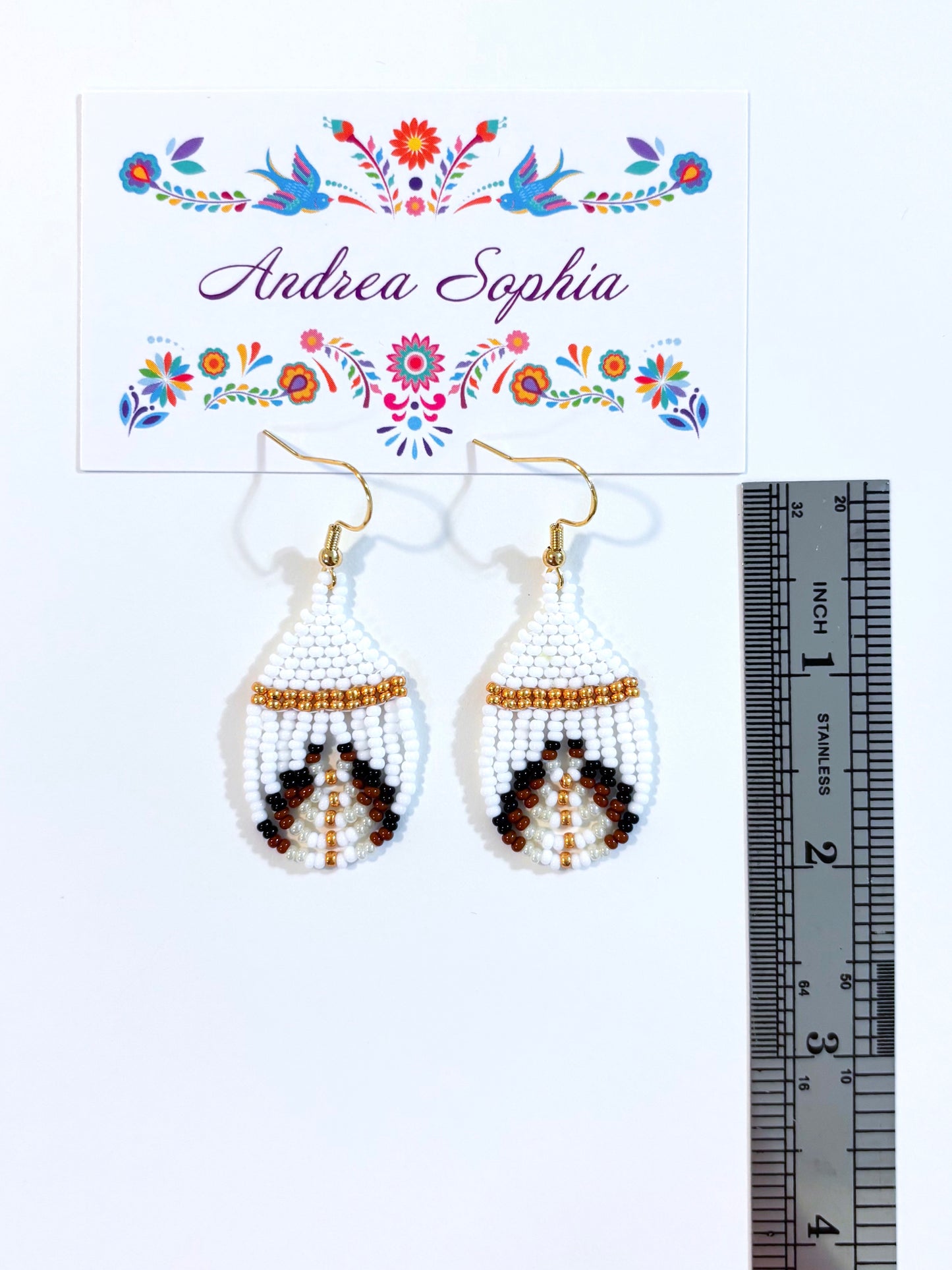 Earth Tones Teardrop Beaded Earrings