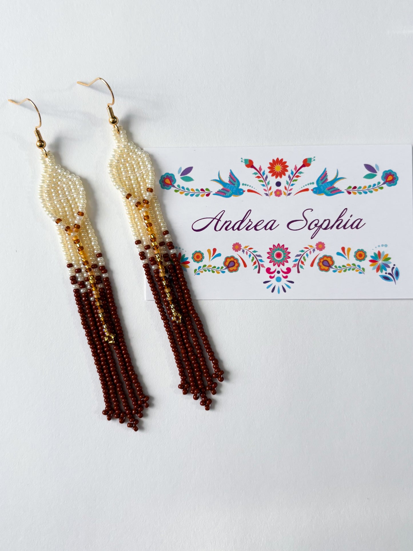 Earth Tones Layered Fringe Beaded Earrings