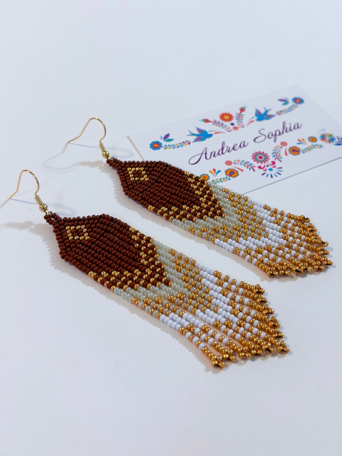 Earth Tones Diamond Gradient Beaded Earrings