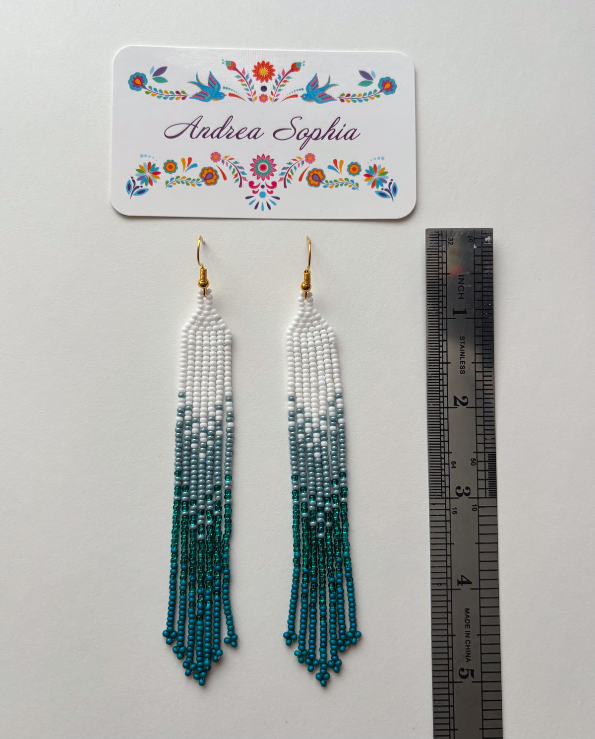 Turquoise Gradient Beaded Earrings