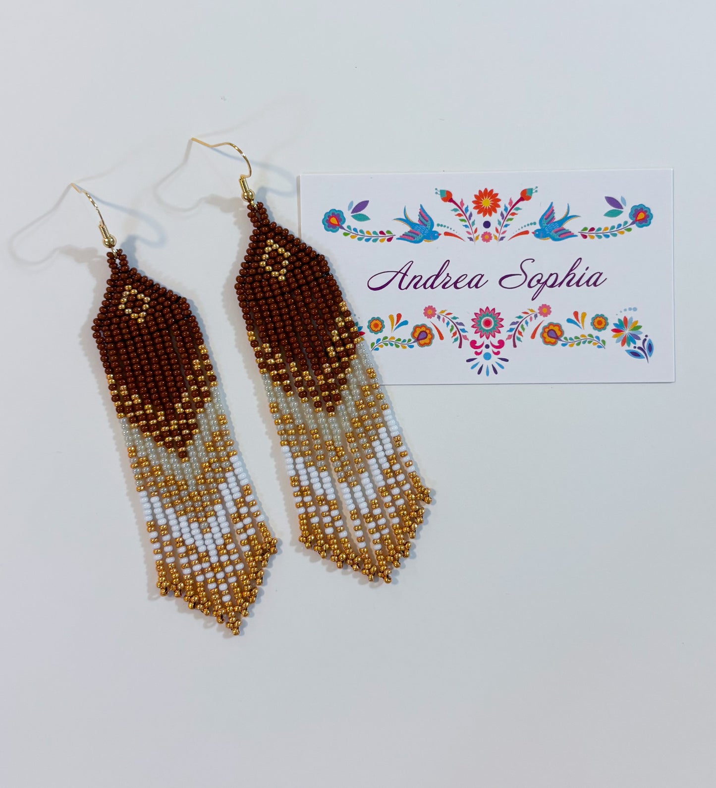 Earth Tones Diamond Gradient Beaded Earrings