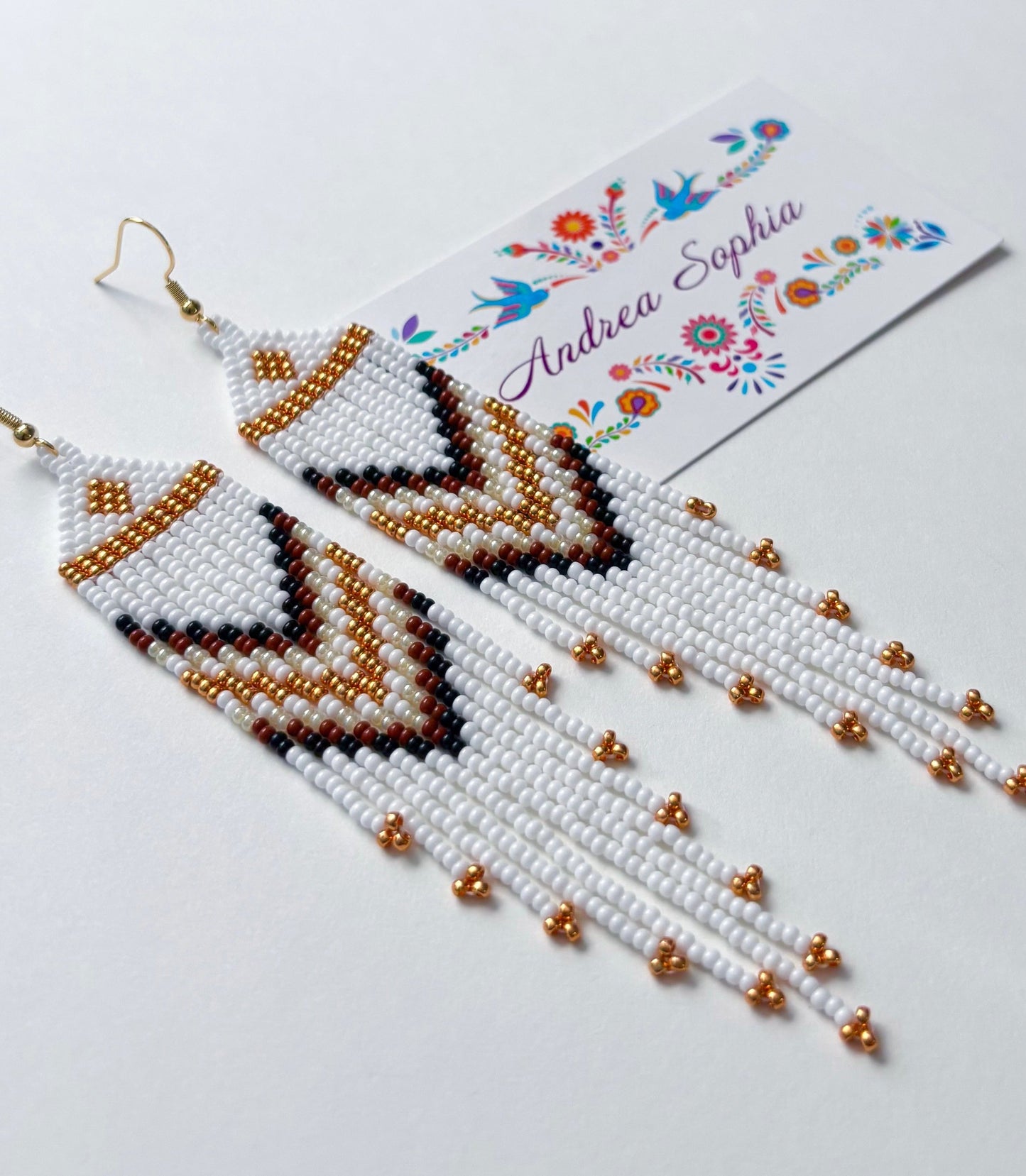 Earth Tones Gold Diamond Beaded Earrings
