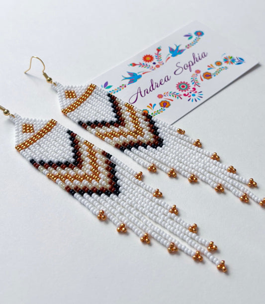 Earth Tones Gold Diamond Beaded Earrings