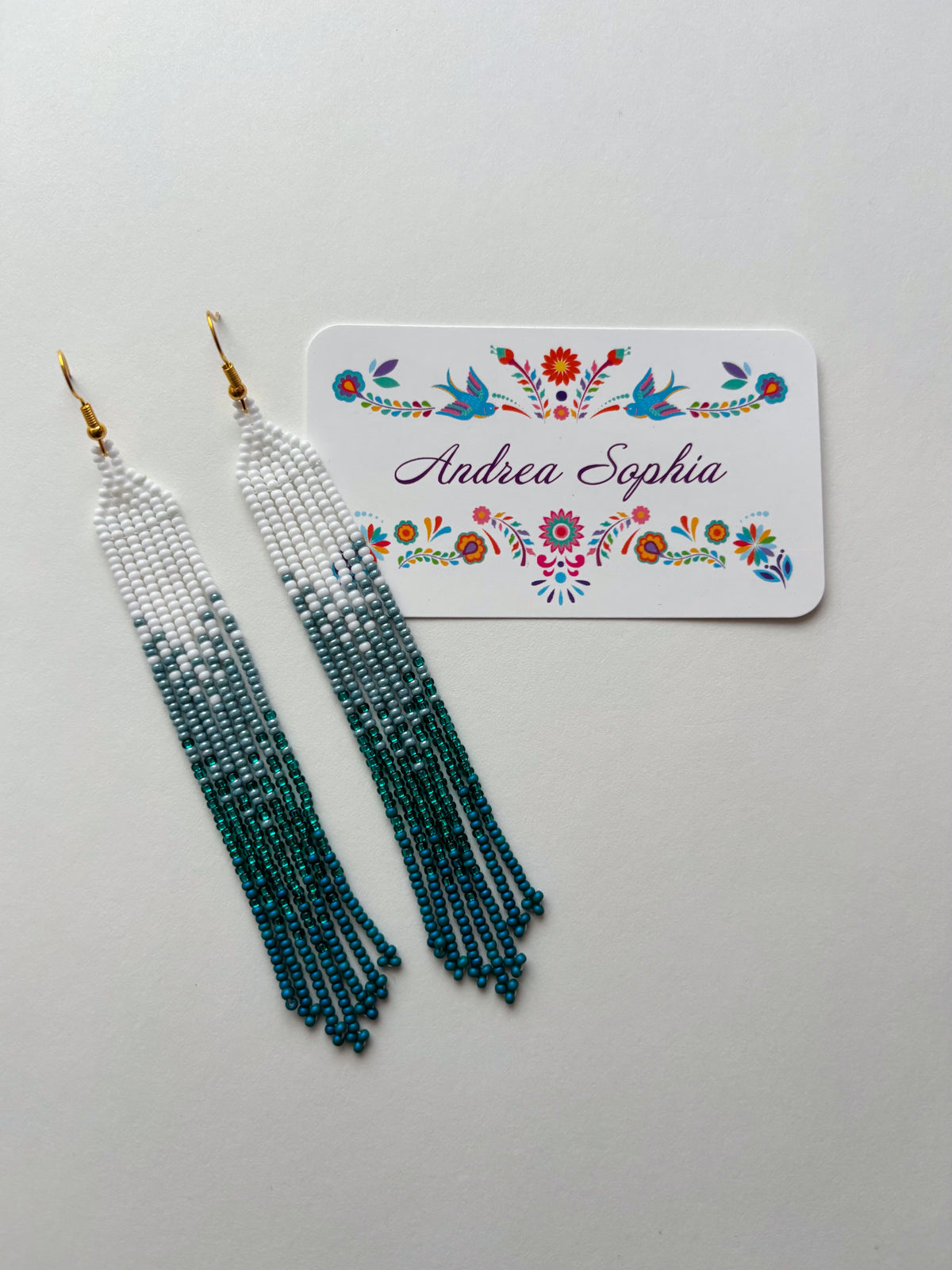 Turquoise Gradient Beaded Earrings