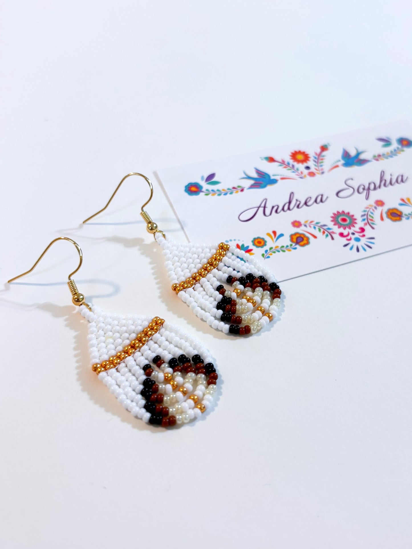 Earth Tones Teardrop Beaded Earrings