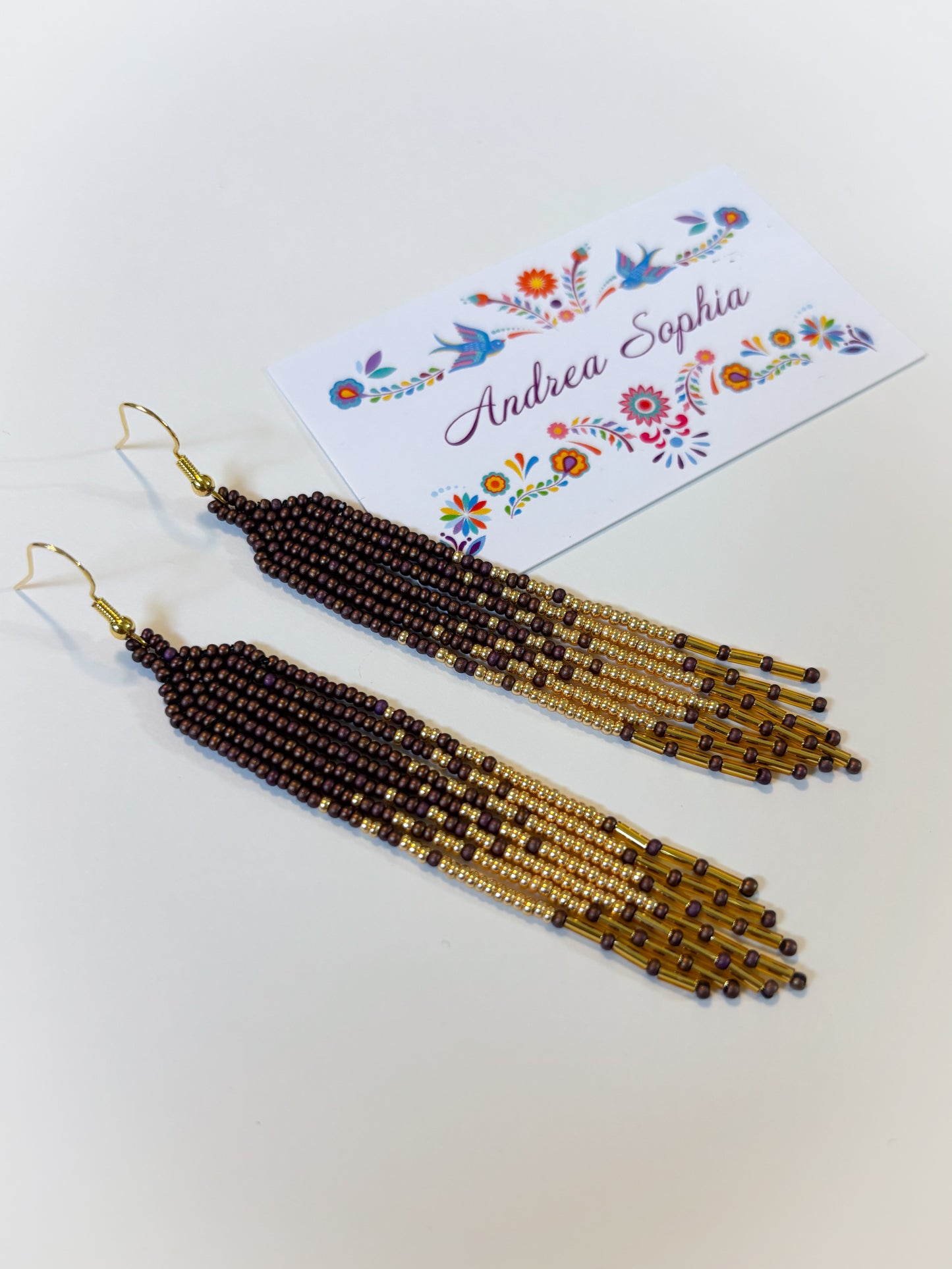 Earth Tones Brown and Gold Beaded Earrings