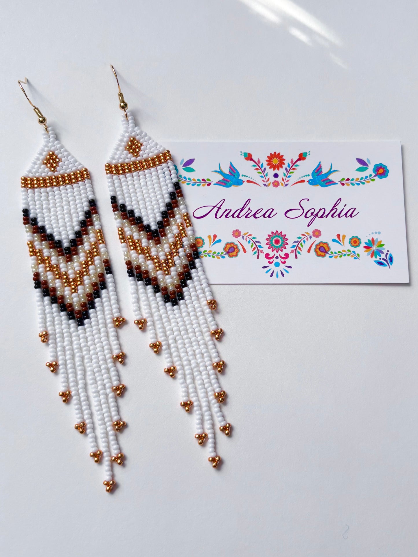 Earth Tones Gold Diamond Beaded Earrings