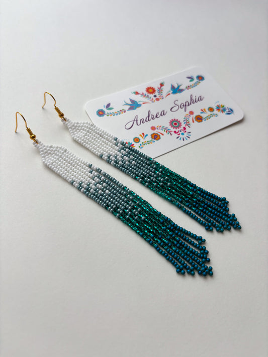 Turquoise Gradient Beaded Earrings