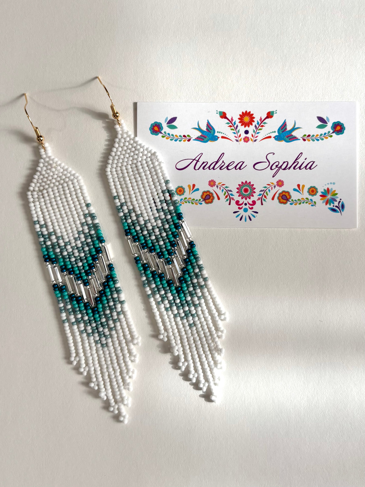 Turquoise and Silver Beaded Earrings