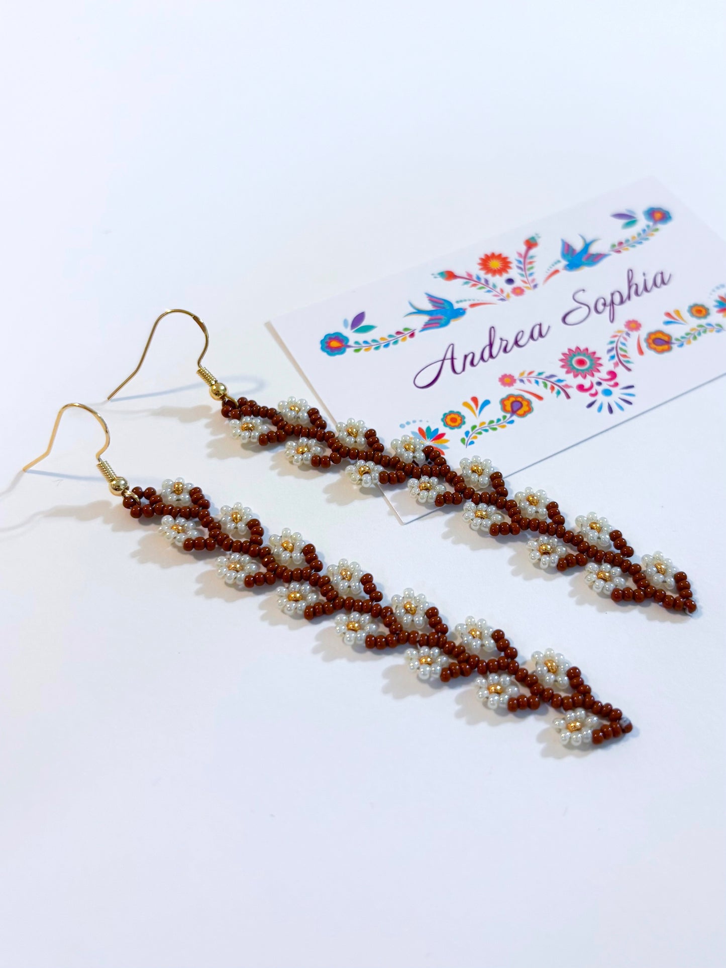Earth Tones Daisy Chain Beaded Earrings
