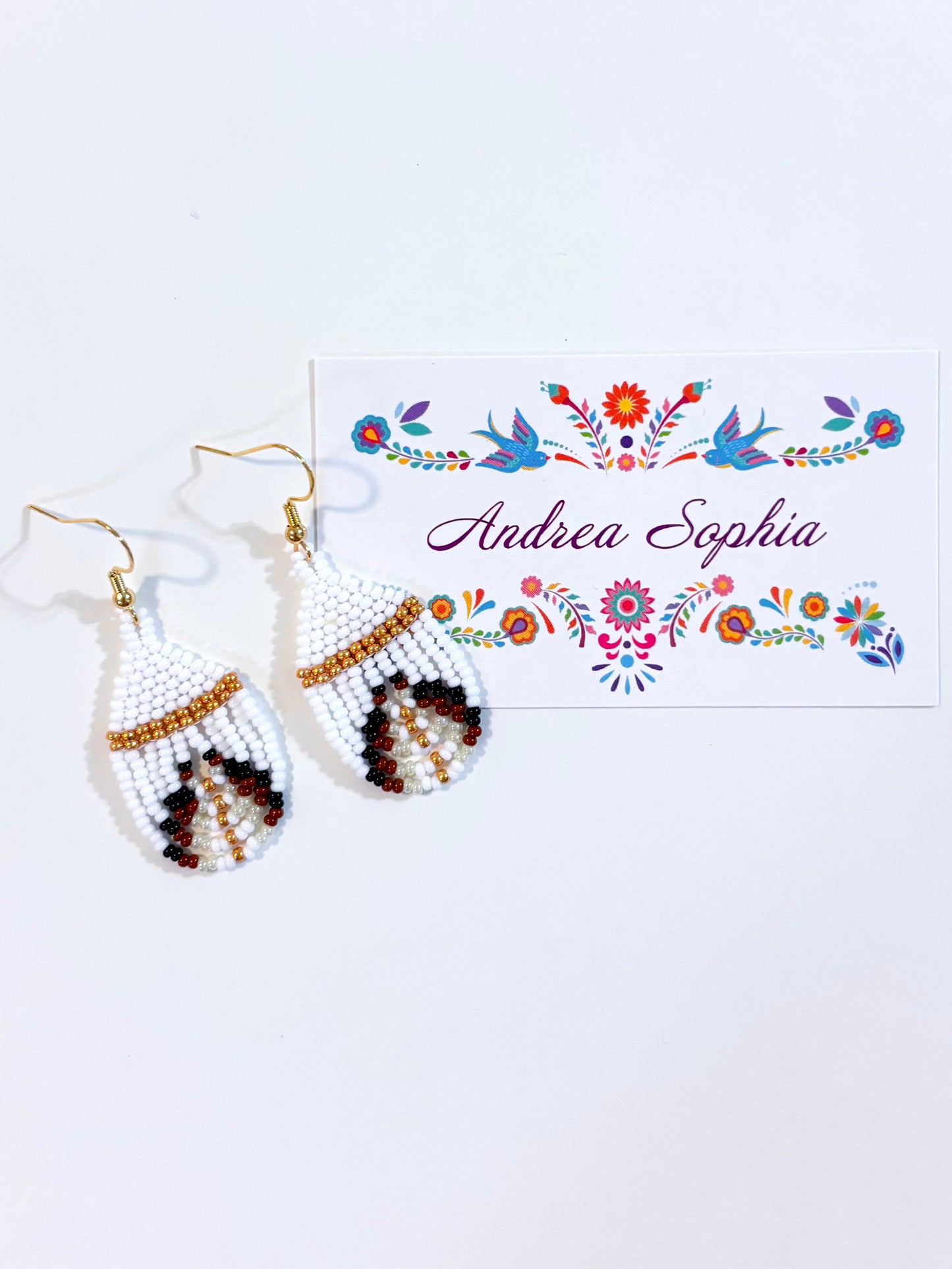 Earth Tones Teardrop Beaded Earrings