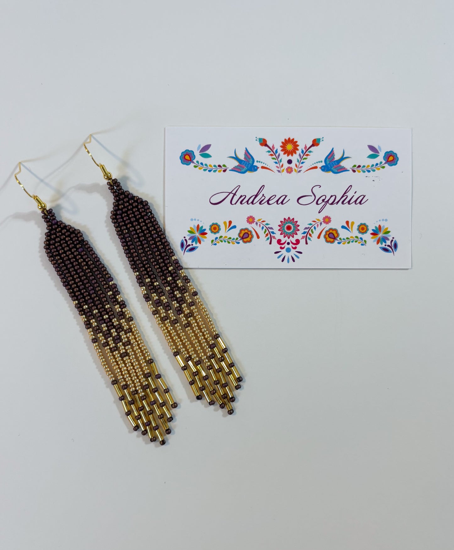 Earth Tones Brown and Gold Beaded Earrings