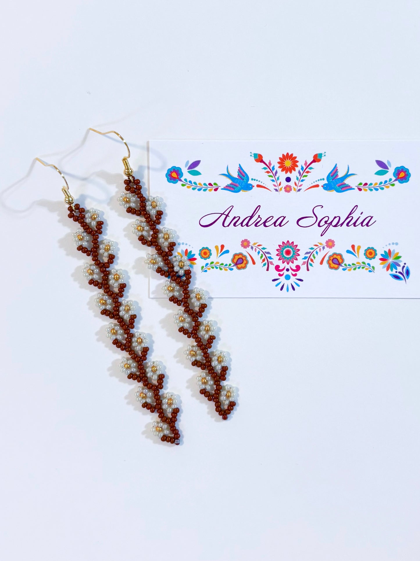 Earth Tones Daisy Chain Beaded Earrings
