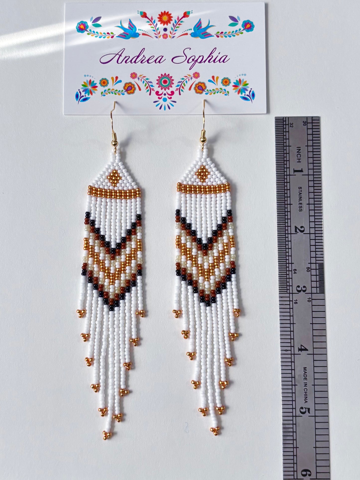 Earth Tones Gold Diamond Beaded Earrings